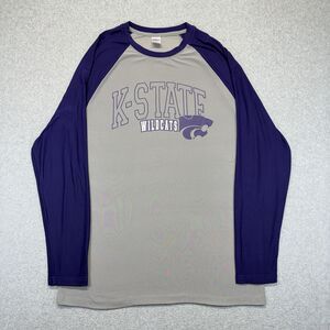 K-State Wildcats Spellout Raglan Long Sleeve Shirt Men’s M Gray Purple Sleepwear